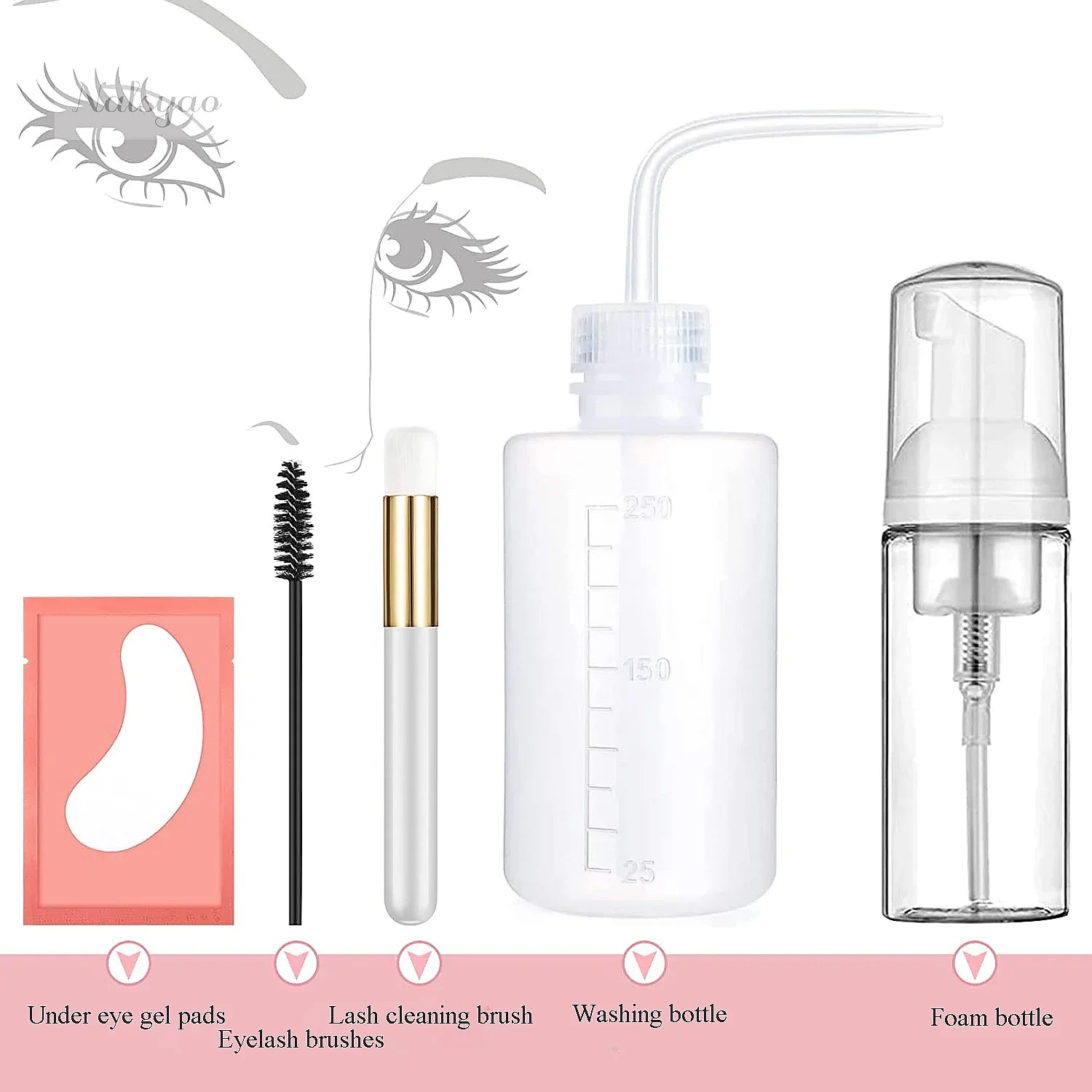 Eyelash Extension Wash Kit - Botella de espuma para lavado de