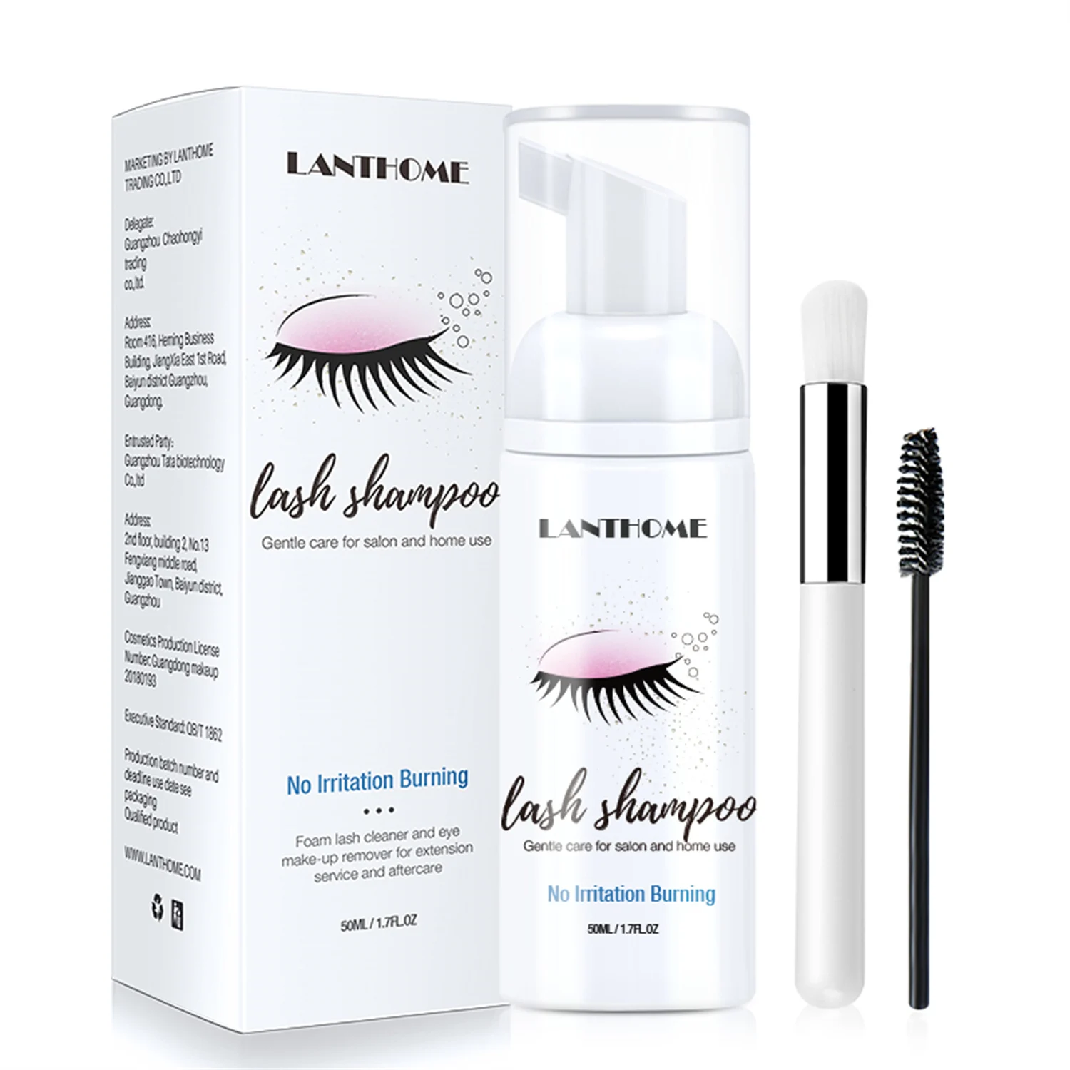 Eyelash Extension Wash Kit - Lanthome-shampoo para extensión de pestañas, 50ml,