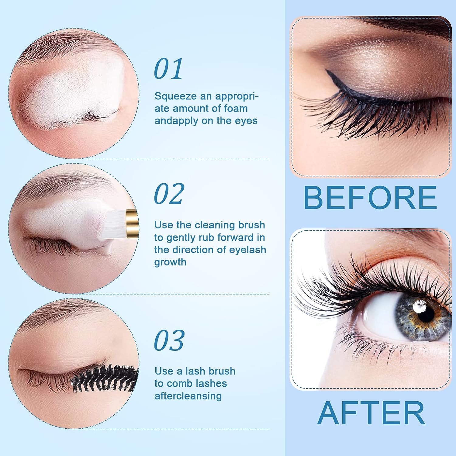 Juego de limpieza de pestañas, - Eyelash Extension Wash Kit reseña y precio