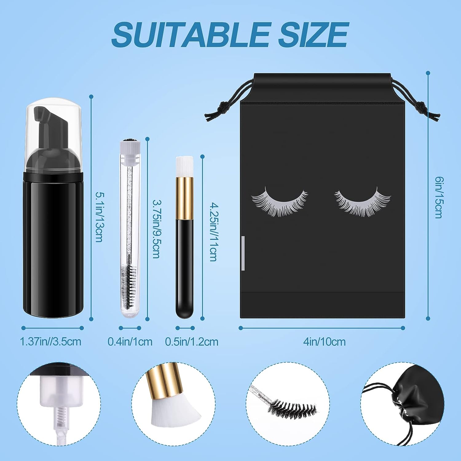 Juego de limpieza de pestañas, - Eyelash Extension Wash Kit reseña y precio